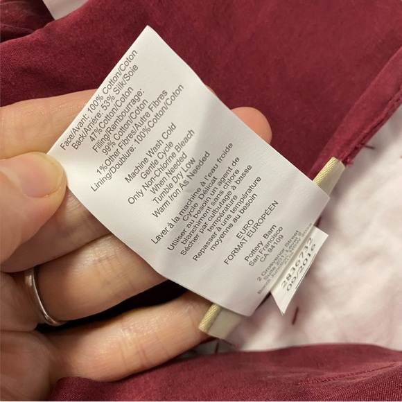 Pottery Barn Velvet EURO  Sham RED Double Diamond Stitch Silk Trim Set of 2 - Picture 4 of 7